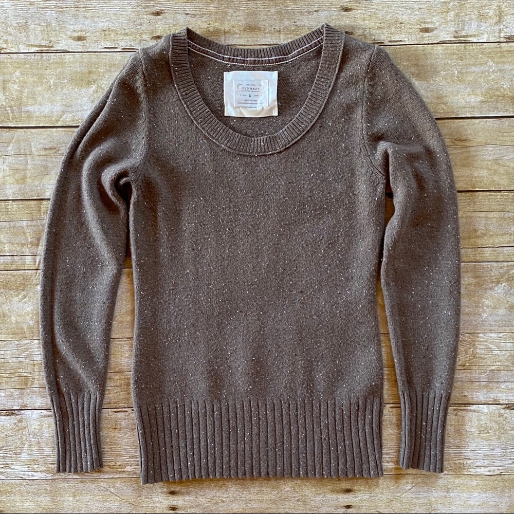 Brown Long Sleeve Scoop Neck Sweater Small